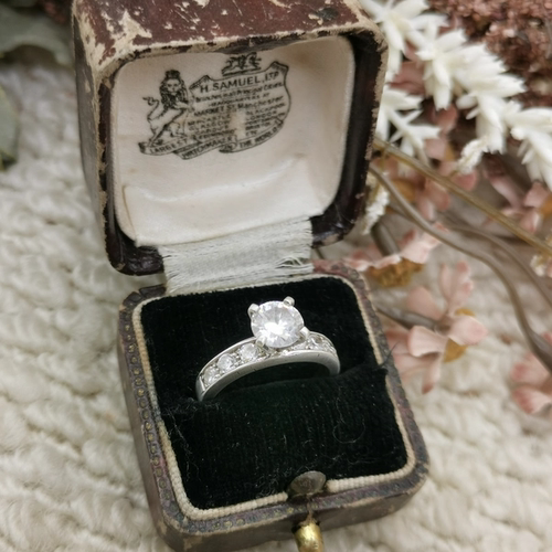 Vintage中古欧洲回流925银锆石戒指12号