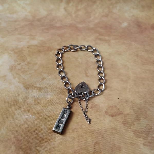 Vintage中古925银流浪手链charm手链大全标19cm