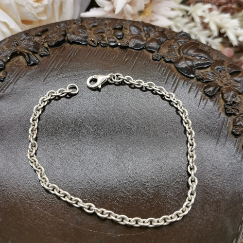 Vintage中古欧洲回流925银O字链手链17.5cm