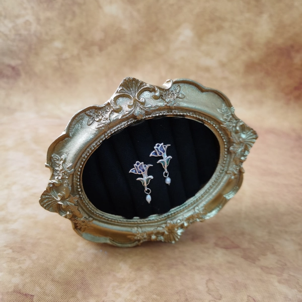 Vintage中古欧洲回流925银珐琅耳钉大全标