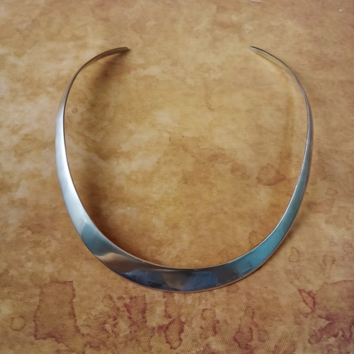 Vintage中古欧洲回流925银素银硬项圈墨西哥