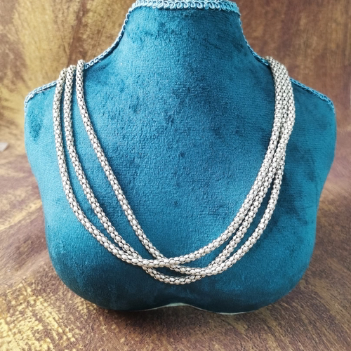 Vintage中古925银多层灯笼链项链意大利Milor大全标款46cm