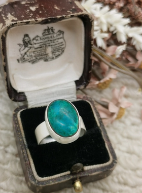 Vintage中古欧洲回流925银纳瓦霍凤凰石戒指大全标17号