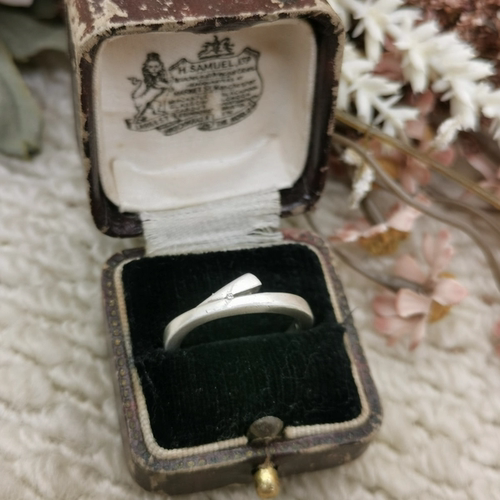 Vintage中古欧洲回流925银素银钻石戒指17号