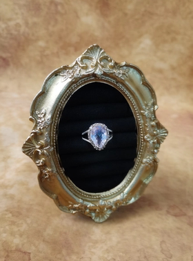 Vintage中古欧洲回流925银淡紫色山晶钻石戒指