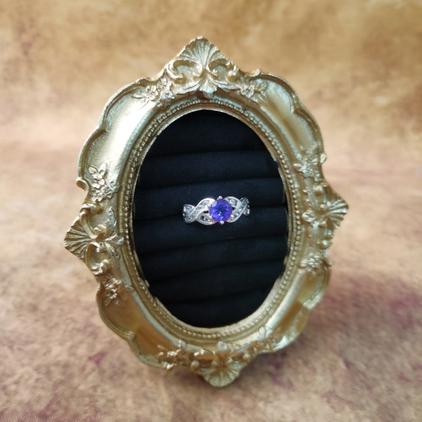 Vintage中古925银镶嵌紫水晶戒指21号