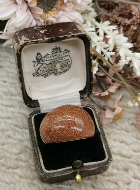 Vintage中古欧洲回流925银金沙石戒指大全标17号