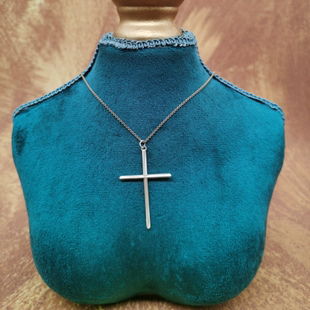 Vintage中古欧洲回流sterling老银十字架吊坠