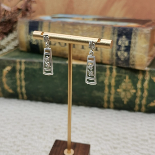 Vintage中古欧洲回流925银镂空玫瑰花耳钉
