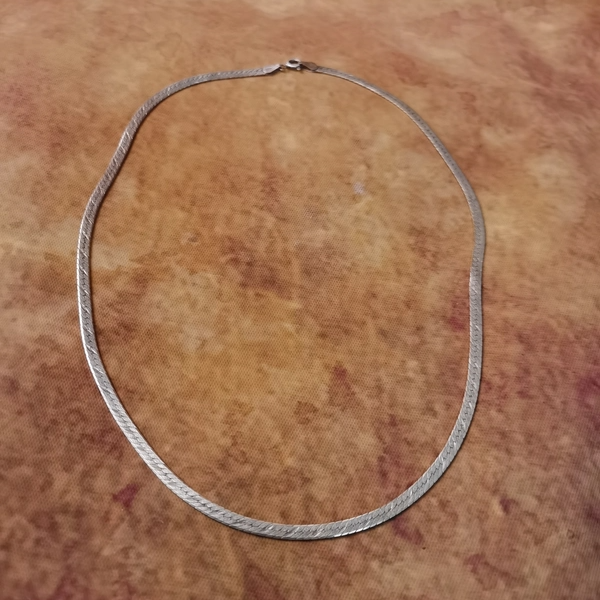 Vintage中古925银蛇骨链刀片链项链45cm