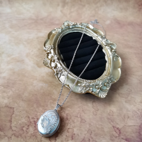 Vintage中古925银浮雕照片盒相片盒吊坠大全标