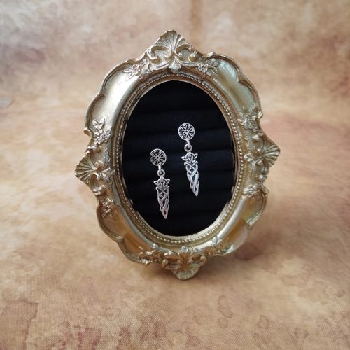 Vintage中古欧洲回流925银素银耳钉设计款