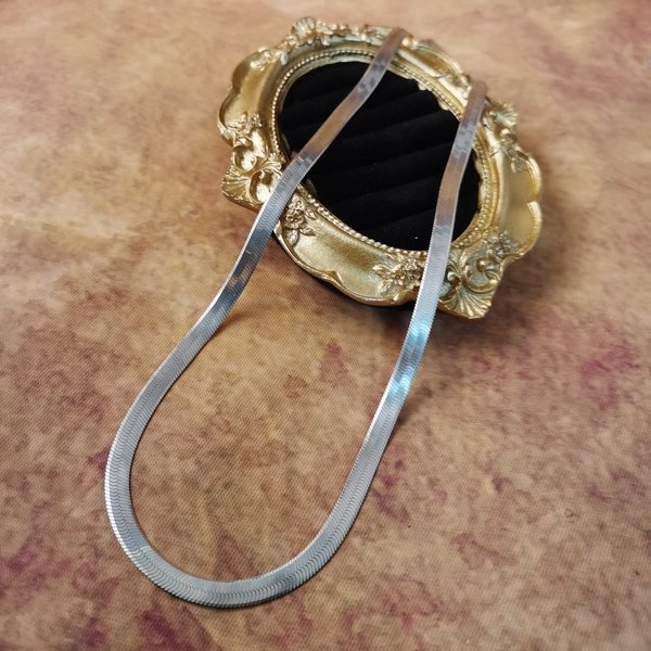 Vintage中古925银蛇骨链刀片链项链50cm