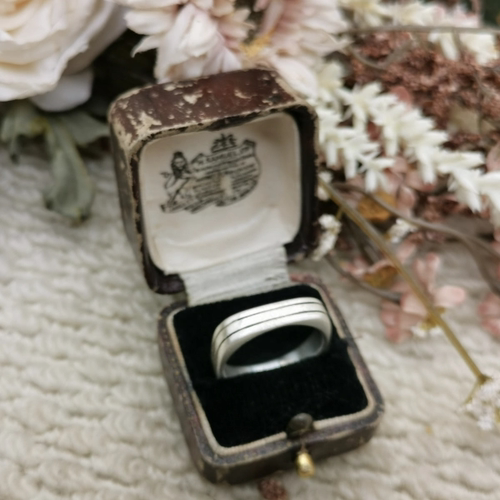 Vintage中古欧洲回流925银方形戒指22号