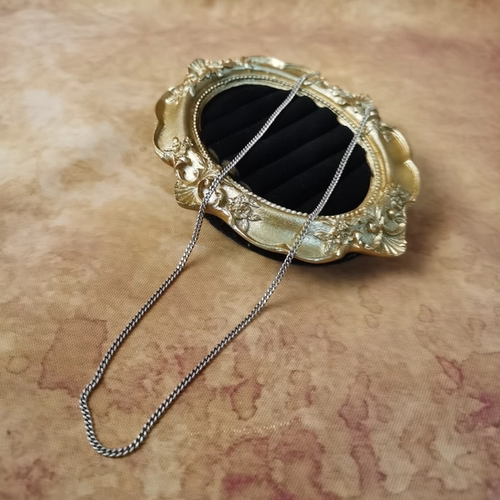 Vintage中古欧洲回流925银洗平项链44.5cm