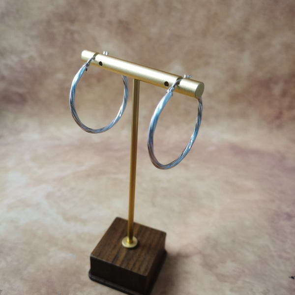 Vintage中古925银素银扭扭耳圈耳环