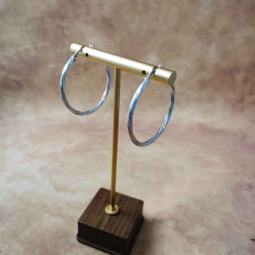 Vintage中古925银素银扭扭耳圈耳环