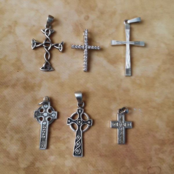 Vintage中古欧洲回流925银十字架吊坠