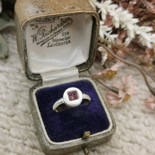 Vintage中古欧洲回流925银紫色锆石戒指12号