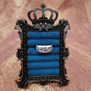 Vintage中古欧洲回流925银老手作镂空戒指17号