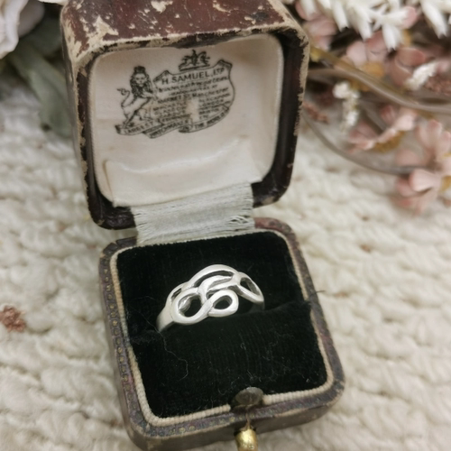 Vintage中古欧洲回流925银镂空戒指13号
