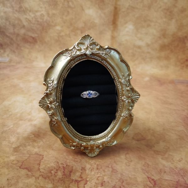 Vintage中古925银镶嵌钻石金银叠打戒指大全标13号