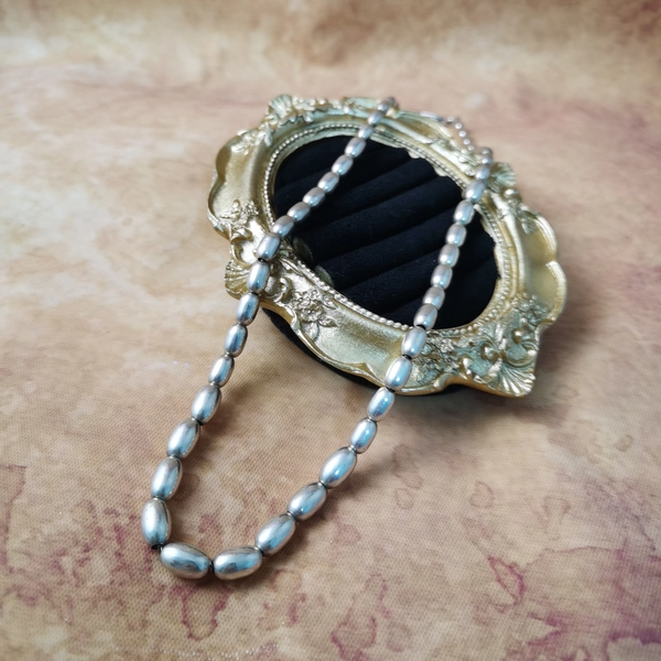 Vintage中古925银珠珠项链塔链43cm