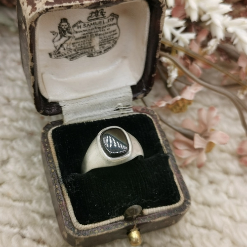 Vintage中古欧洲回流silver老银黑玛瑙戒指16号
