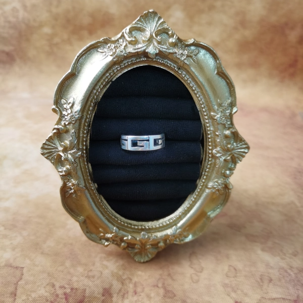 Vintage中古欧洲回流925银回字纹戒指14号