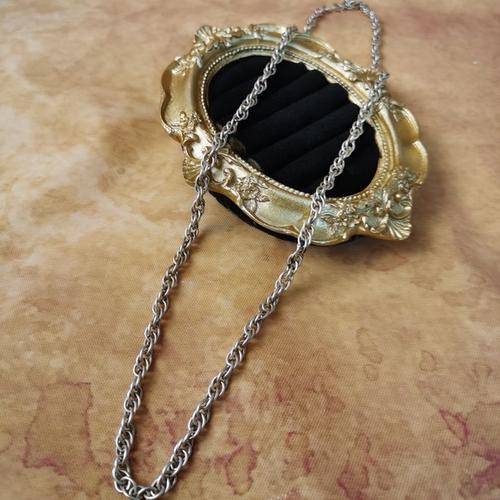 Vintage中古欧洲回流sterling老银扭扭链项链大全标56cm