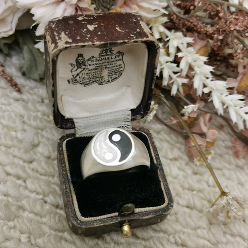 Vintage中古欧洲回流925银八卦戒指26号