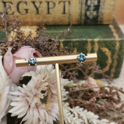 Vintage中古欧洲回流925银伦敦蓝托帕石耳钉