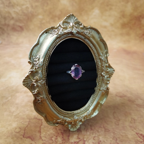 Vintage中古欧洲回流silver老银紫色pest戒指12号