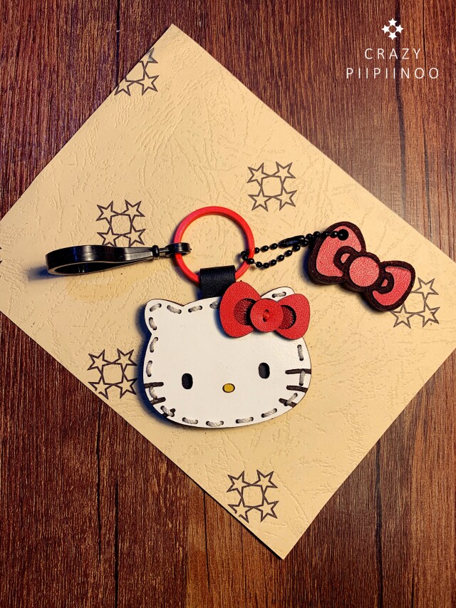 hello Kitty猫牛皮汽车卡通钥匙扣包挂创意生日情人节礼物挂件