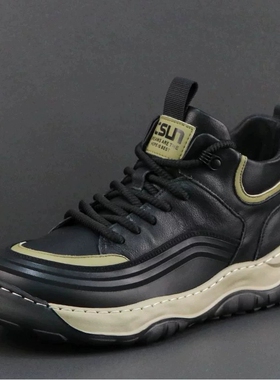 帕达索2024秋冬加绒高帮鞋男真皮透气运动休闲鞋厚底潮流鞋231133