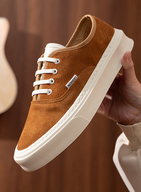 帕达索2023年新款低帮板鞋男士韩版百搭板鞋牛反绒休闲潮鞋230217