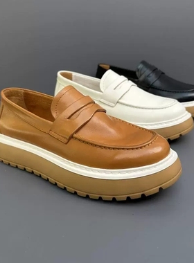 帕达索男鞋秋季2024复古透气乐福鞋男真皮一脚蹬懒人休闲鞋240710