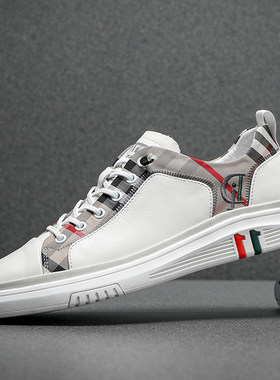 帕达索男鞋2022春季新款小白鞋男真皮百搭休闲鞋软底板鞋潮210301