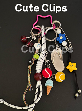 CuteClips原创度假风y2k包包挂件钥匙扣挂饰手工miu系编绳挂件