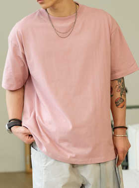 【清仓】PrintsCrew圆领宽松短袖t恤休闲纯棉纯色重体恤夏季半袖