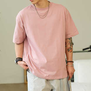 【清仓】PrintsCrew圆领宽松短袖t恤休闲纯棉纯色重体恤夏季半袖