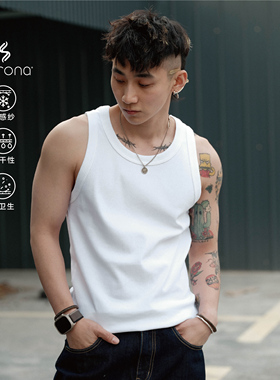 PrintsCrew索罗娜330克螺纹背心凉感修身汤匙领打底衫健身运动男