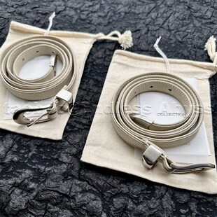 EA自主our 头层牛皮米白色腰带男女士荔枝纹磨砂银扣皮带 lega风格