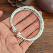 足银999南瓜头吉言银手镯女款 开口实心民族风手工订制银手镯礼物