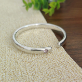 永记银铺足银999点钻泥鳅背开口手镯实心简约手工定制纯银手镯