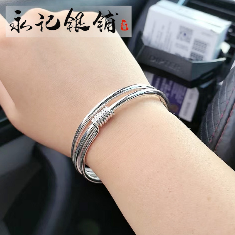 足银999东晋纯银手镯手工定制