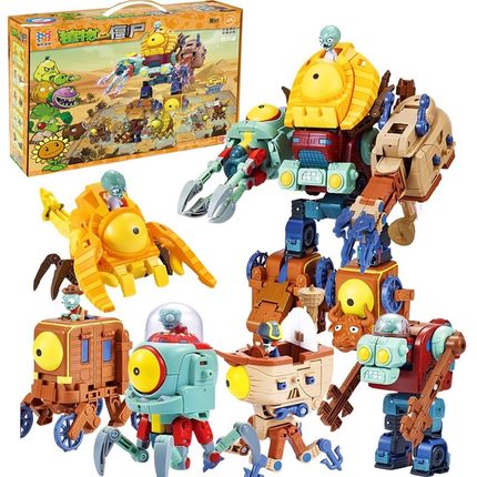 植物大战僵尸五合体变形机器人金刚机甲巨人博士鲨鱼章鱼海盗男孩