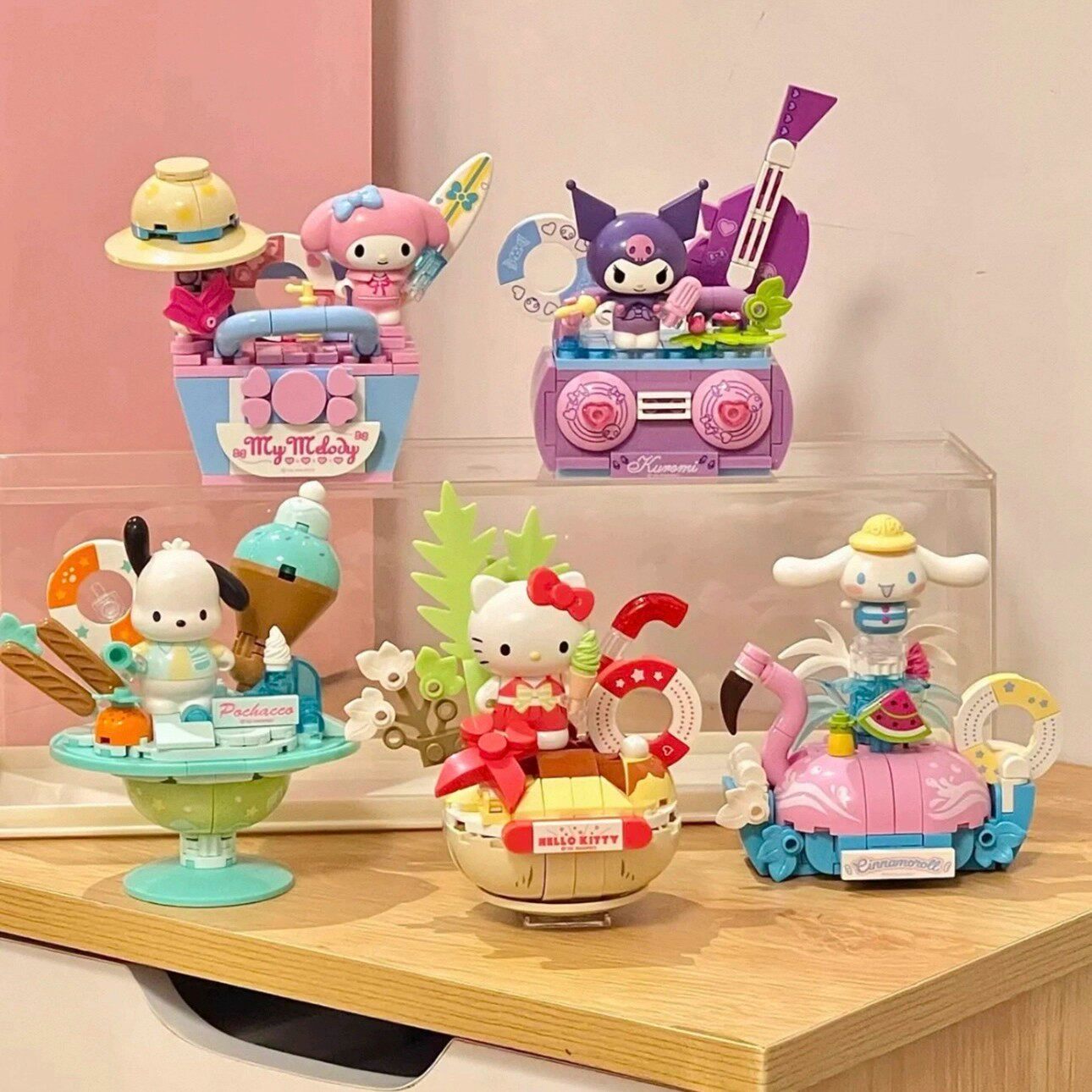 奇妙三丽鸥积木草莓小镇帕恰狗HelloKitty库洛米拼装玩具女孩礼物