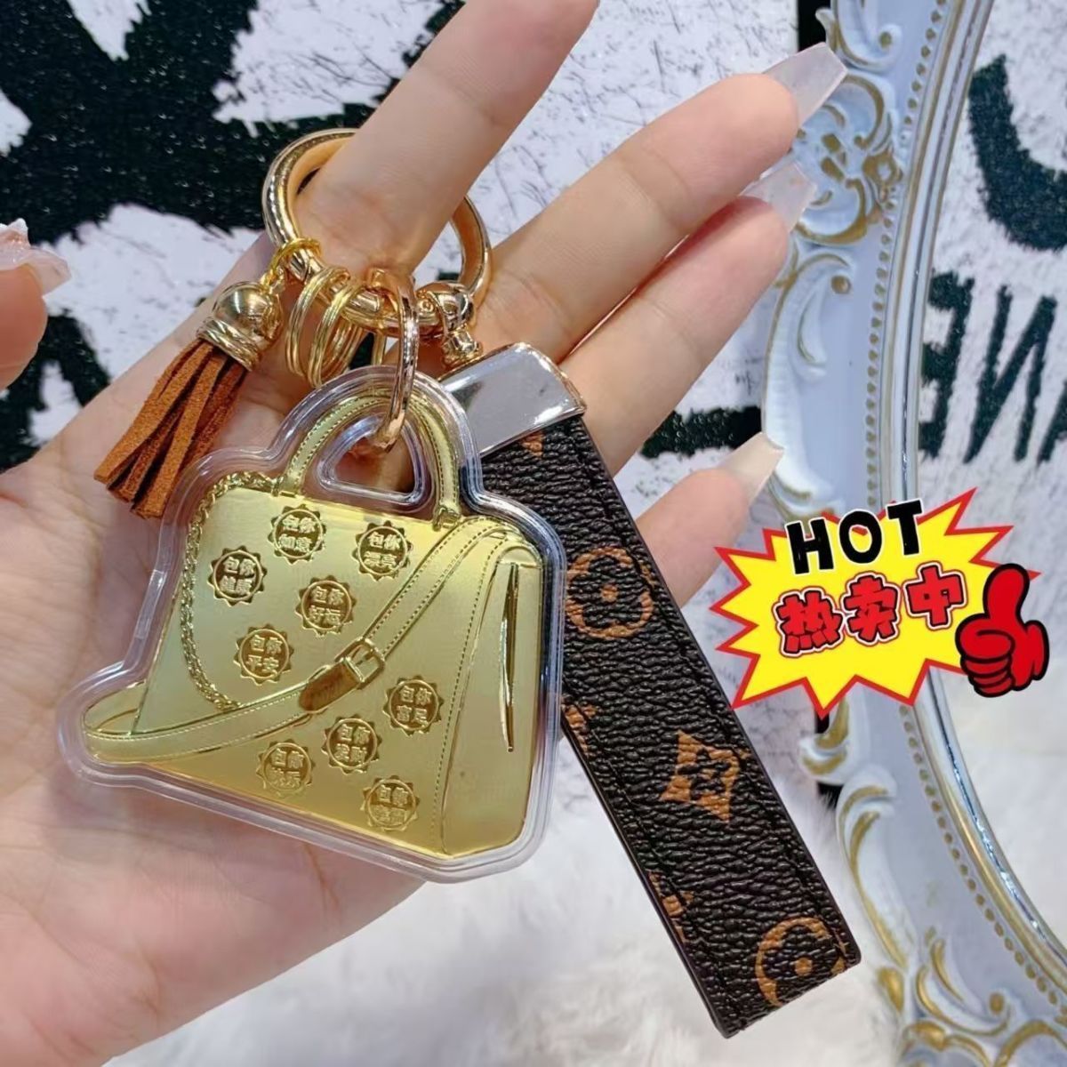 新款包包皮革钥匙扣挂件