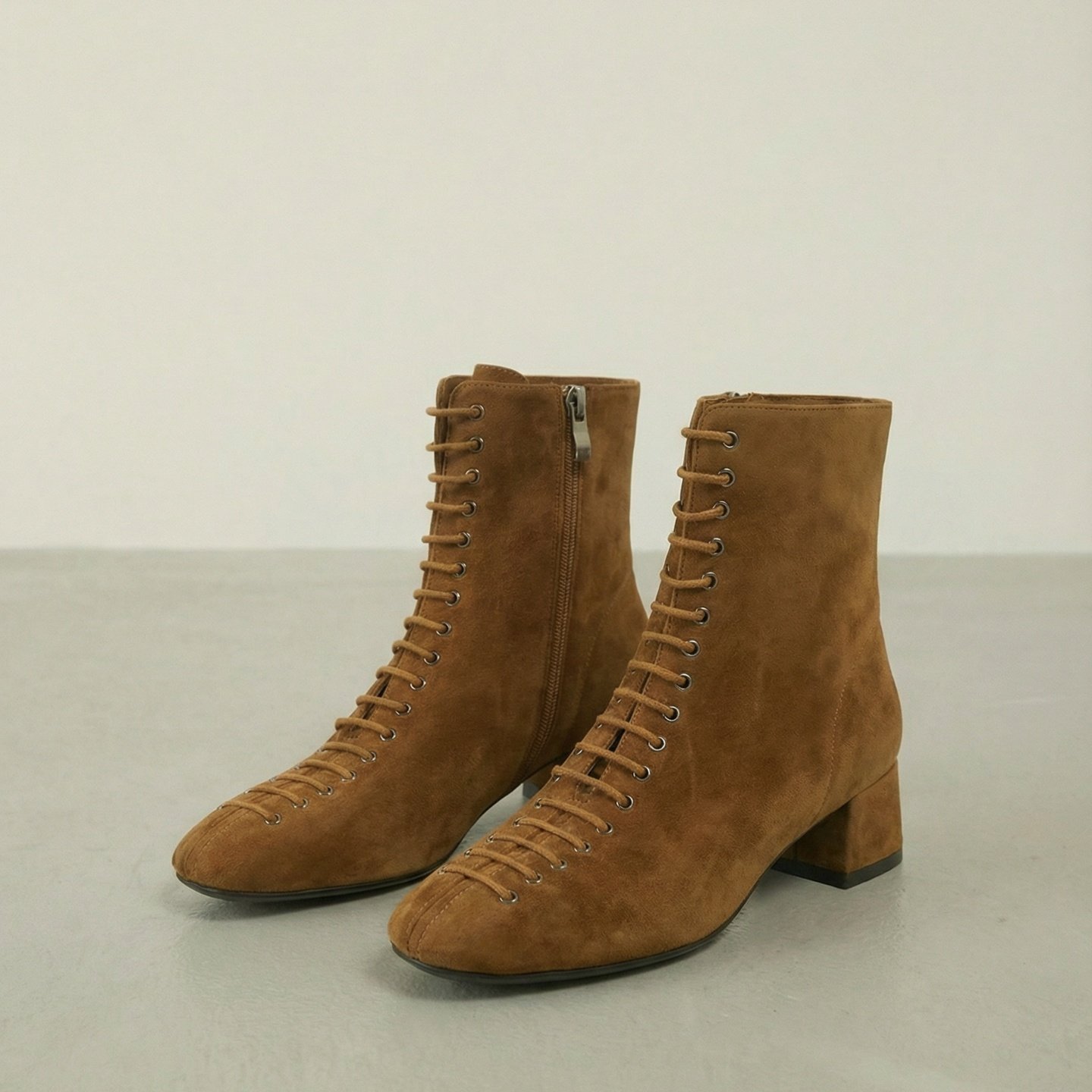 【冬季热卖】小众设计师 麂皮高丝光羊猄复古瘦瘦靴短靴中筒靴女,女鞋,时装靴,淘宝优惠券,粉丝福利购,淘宝优惠卷